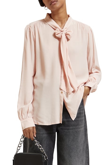 SHIRT WITH TIE NECK PALE PINK 1