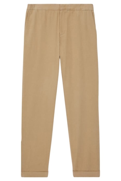 PANTALON DROIT EN COTON CEINTURE SEMI ELASTIQUEE BEIGE 1