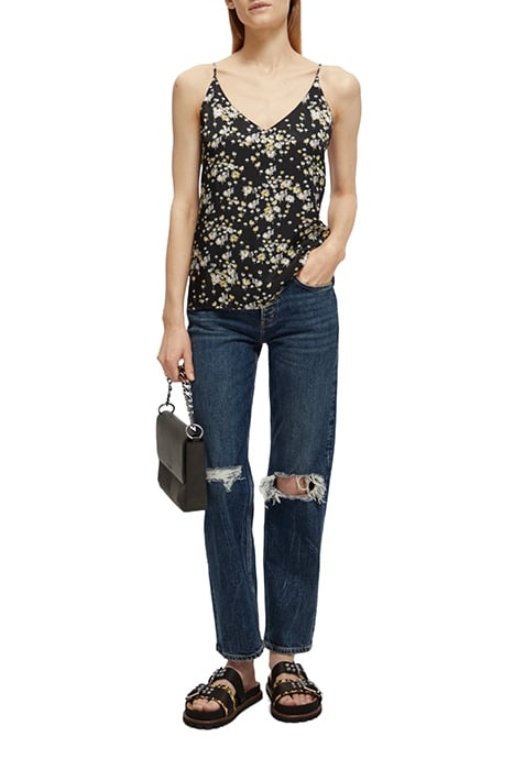 JERSEY TANK WITH WOVEN FRONT DANDELION BLACK 3