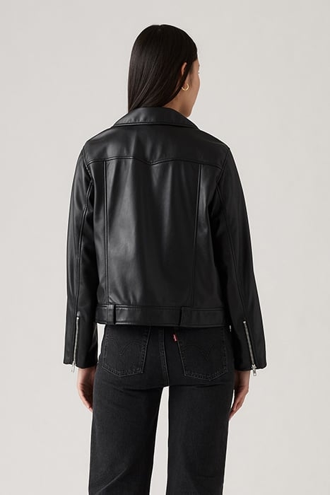 FAUX LEATHER BIKER JACKET IN BLACK 2