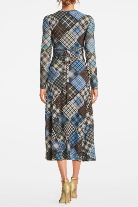 PRINTED MESH WRAP MAXI DRESS SILVER LAKE BLUE 2