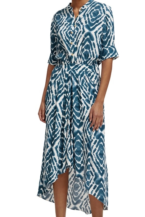 MIDI DRESS WITH HIGH LOW HEM DISCO TIE DYE BOTTLE GREEN 6