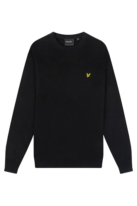 COTTON MERINO CREW JUMPER JET BLACK 4