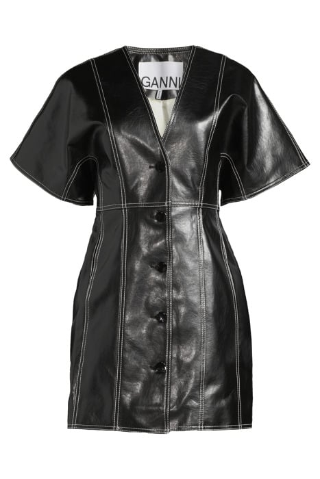 FUTURE COATED FITTED SHAPED SLEEVE MINI DRESS BLACK 3