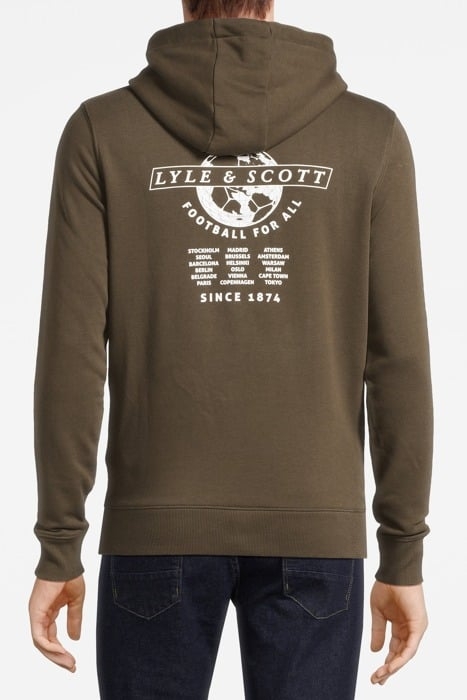 FOOTBALL WORLD GRAPHIC LS PULLOVER HOODIE OLIVE 2