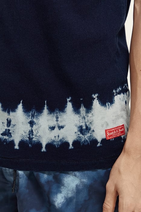 INDIGO TEE WITH PLACEMENT TIE-DYE INDIGO AND PRINT 6