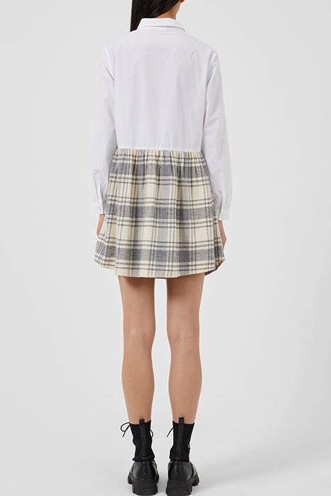 ARLA FLANNEL LS SHIRT DRESS WHITE 2