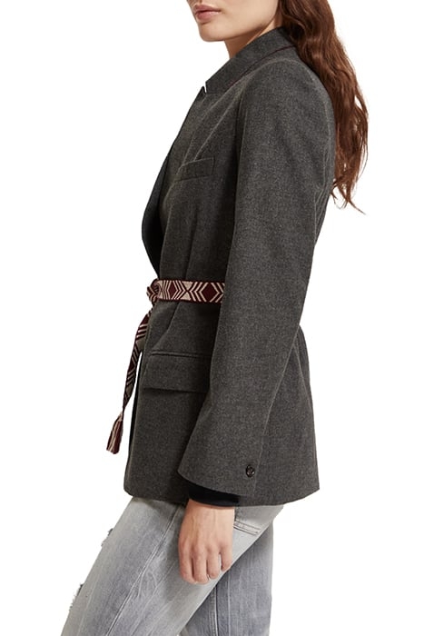 WOOL FLANNEL SINGLE BREASTED BLAZER CHARCOAL MELANGE 7