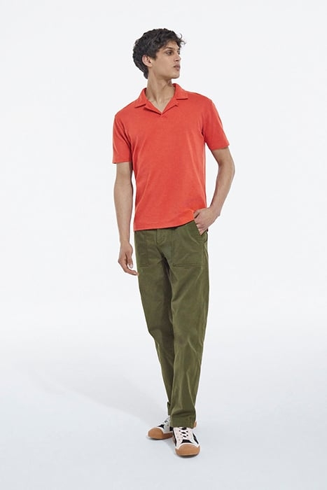 POLO ROUGE FONCÉ COTON COL CUBAIN RED 3