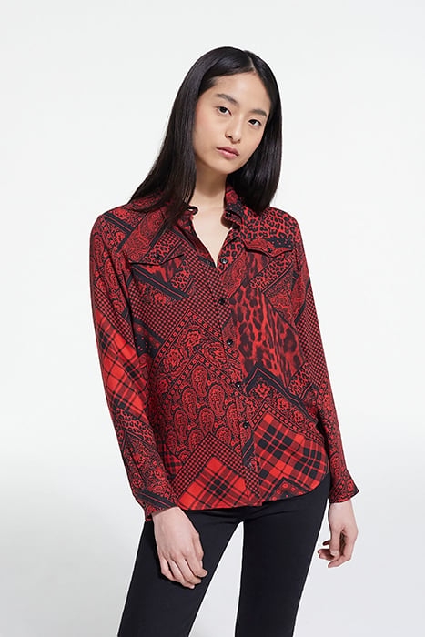 CHEMISE DETAIL PATTE BOUTONNAGE RED / BLACK 1