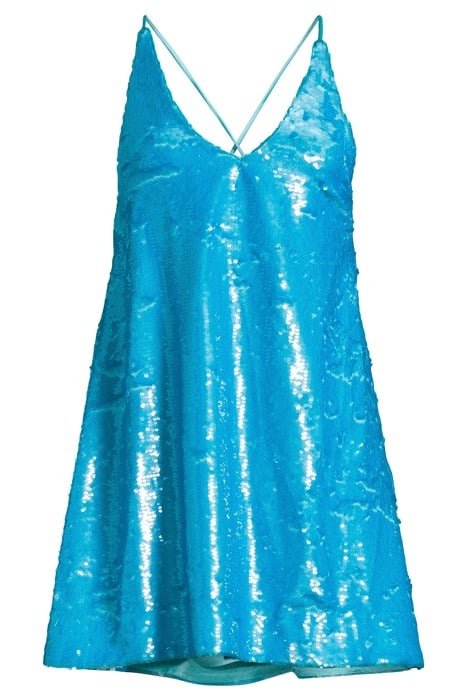 SEQUINS STRAP MINI DRESS BLUE CURACAO 3