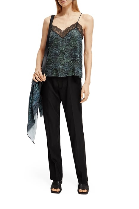 CAMISOLE WITH LACE DETAIL FEATHER BOTTLE GREEN 3