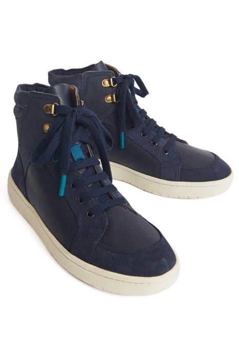 LEATHER SUEDE HI TOP TRAINER NAVY 2