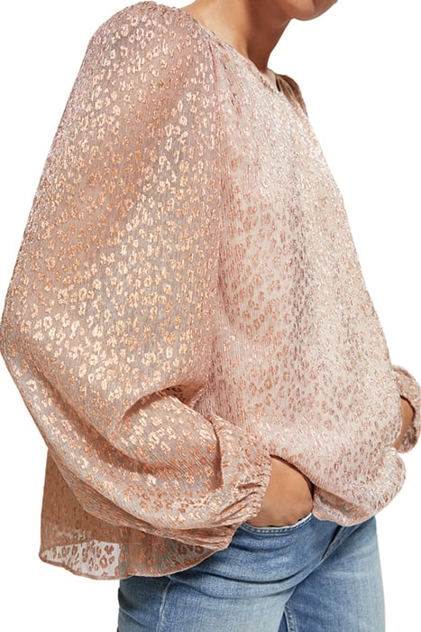 METALLIC BALLOON SLEEVE DRAPEY BLOUSE METALLIC ROSE 6