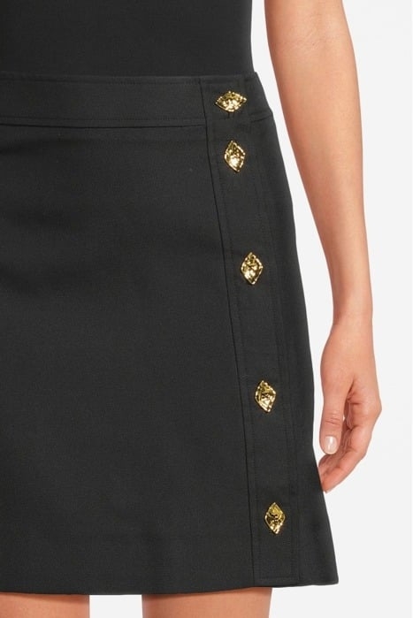 SUMMER SUITING BUTTON CLOSURE MINI SKIRT BLACK 4