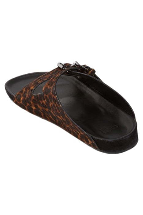 SANDALES EN CUIR ASPECT POULAIN LÉOPARD LEOPARD 2