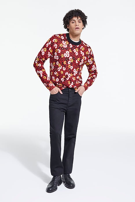 PULL COL ROND EN JACQUARD FLEURIE DARK RED 3