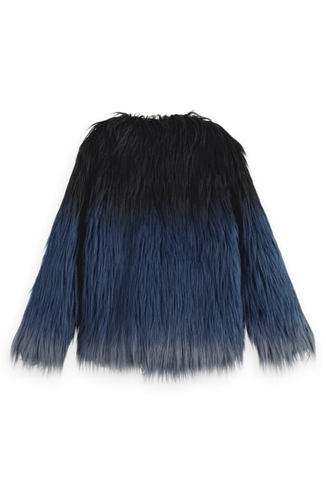 GRADIENT FAUX FUR JACKET DUSTY BLUE 5