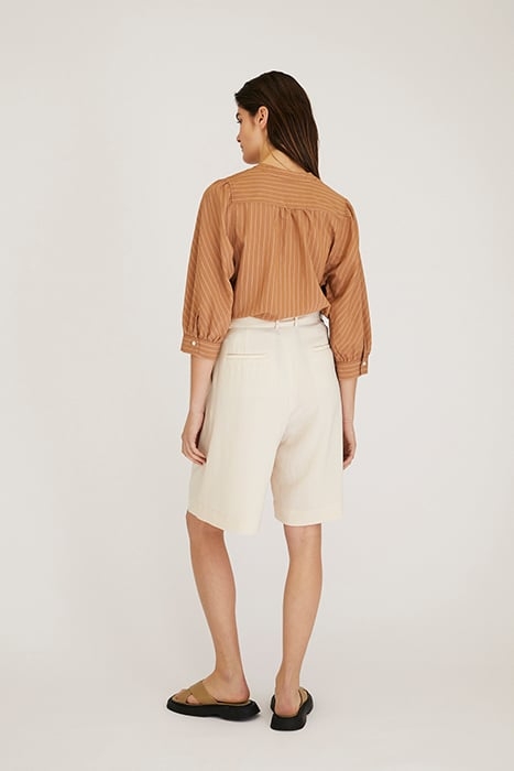 FLOWY STRIPED BLOUSE CAMEL 3