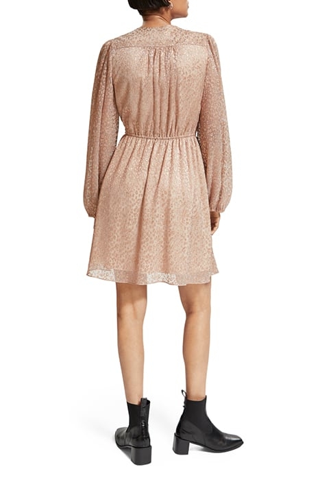 BALLOON SLEEVE MINI DRESS METALLIC ROSE 2