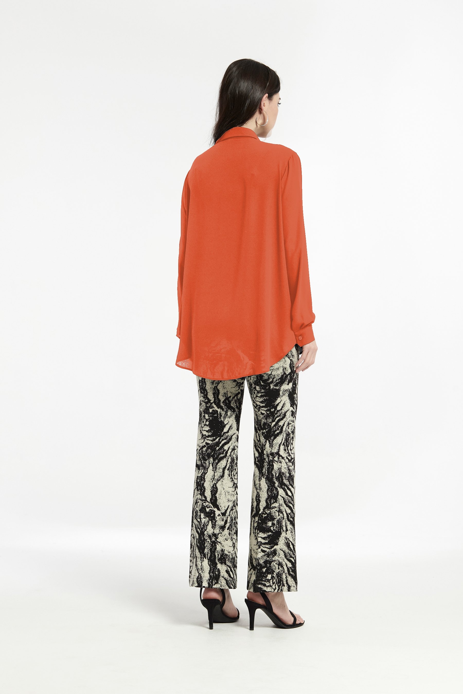 CHIFFON OVERLAY SHIRT ORANGE 2