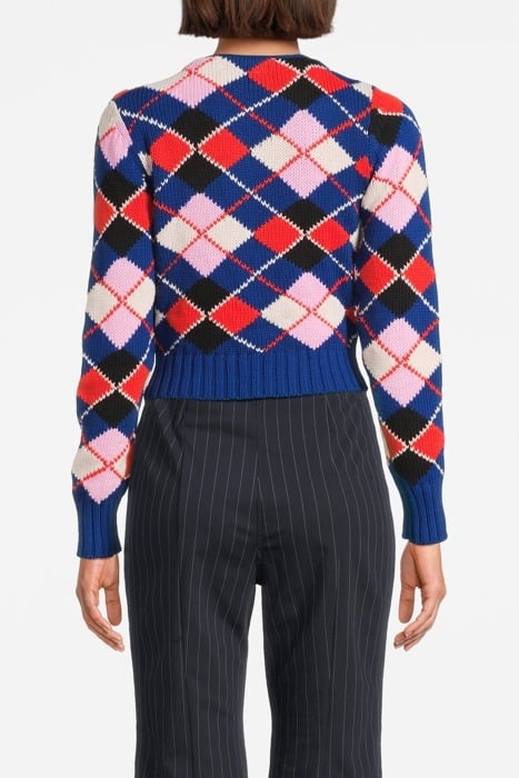 GRAPHIC COTTON V-NECK CARDIGAN SODALITE BLUE 2