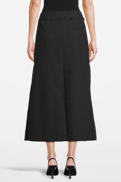 COTTON SUITING MAXI SLIT SKIRT BLACK 2