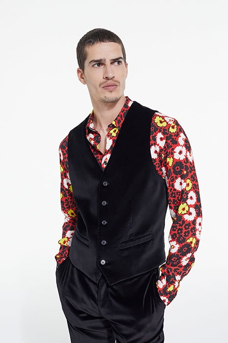 GILET COSTUME VELOURS LISSE BLACK 1