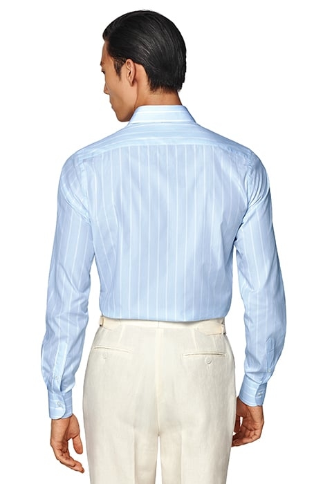 LIGHT BLUE STRIPED POPLIN SLIM FIT SHIRT LIGHT BLUE 2