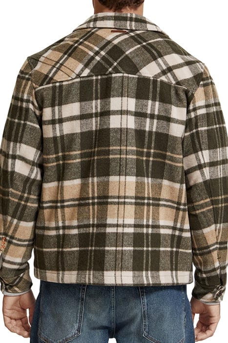 BRUSHED WOOL-BLEND CHECKED OVERSHIRT GREEN CHECK 2