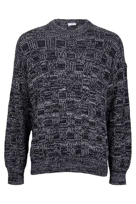 SQUARE KNIT SWEATER BLACK/WHIT 1