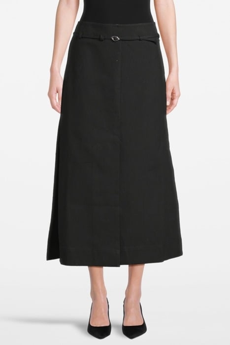 COTTON SUITING MAXI SLIT SKIRT BLACK 1