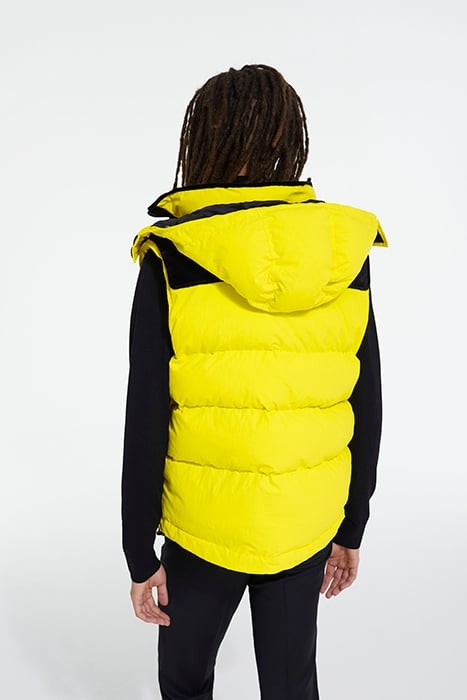 SLEEVELESS DOWN JACKET WITH CONTRASTED YOKE YELLOW FLUO 2