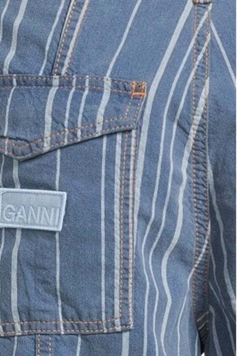 LIGHT STRIPE DENIM CARGO PANTS MID BLUE STONE 5