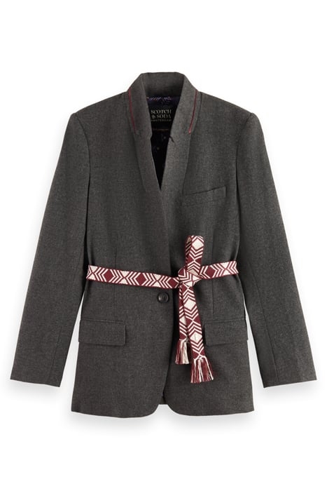 WOOL FLANNEL SINGLE BREASTED BLAZER CHARCOAL MELANGE 4