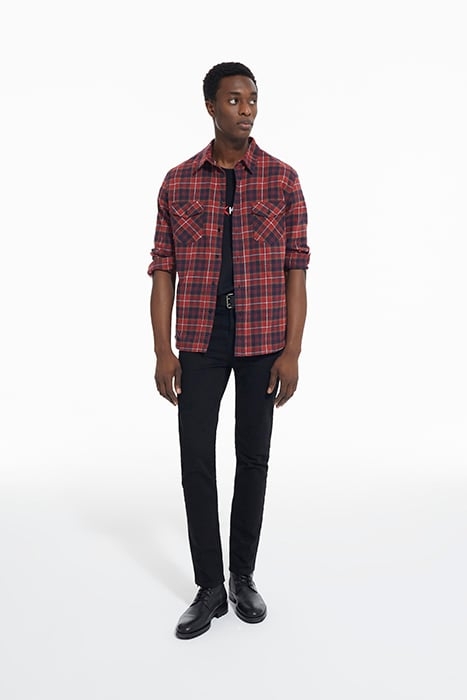 CHEMISE DROITE A CARREAUX AVEC POCHE PLAQUEES RED / BLACK 3