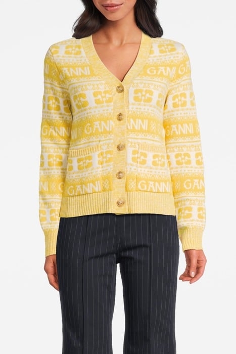 LOGO WOOL MIX CARDIGAN MAIZE 1