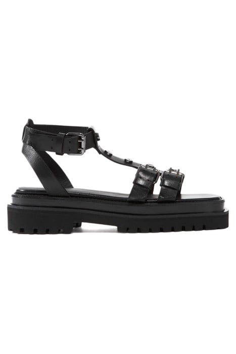 SANDALES EN CUIR AVEC SEMELLES CRANTEES BLACK 1