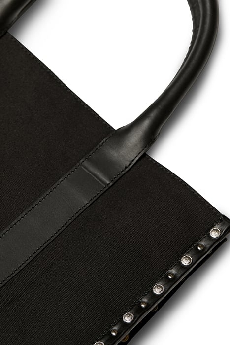 CANVAS SHOPPER WITH STUDS AND LEATHER TRIMMING EVENING BLACK 6