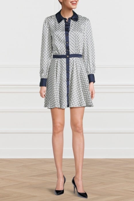 NEW MONOGRAM FLARED PALE PEARL BLUE COMB DRESS SHIRT 1