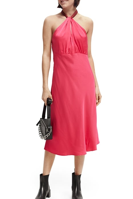 MIDI HALTER DRESS WITH SCARF DETAIL COSMIC PINK 5
