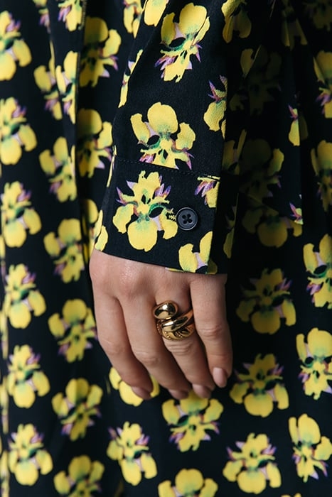 VIVIAN SMALL FLOWER MAXI DRESS LS BRIGHT YELLOW 4