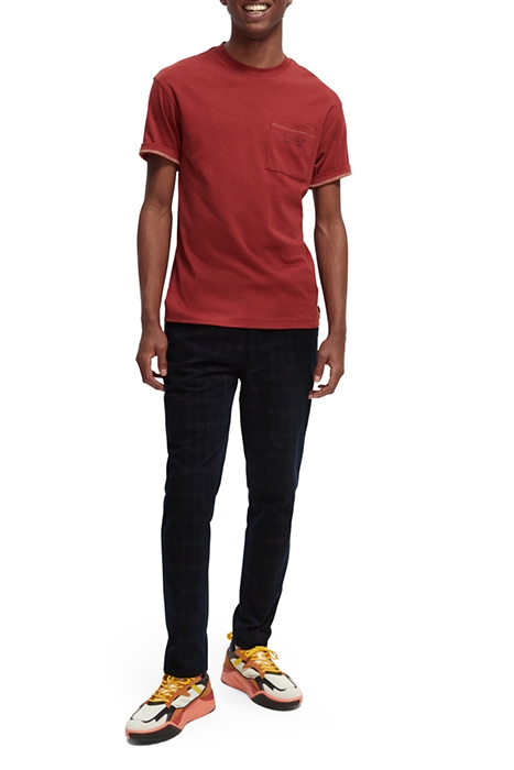 RELAXED LYOCELL T-SHIRT WITH CHEST POCKET RED EARTH 3