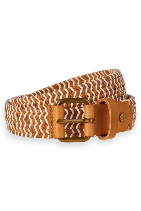 BRAIDED LEATHER AND CORD BELT SAND 1