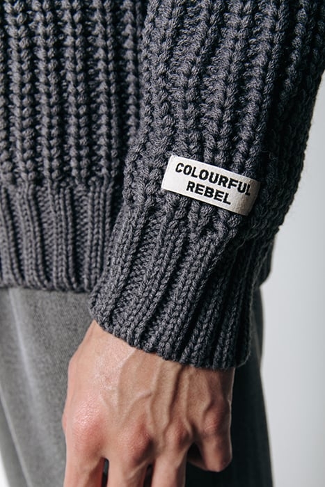 DEAN GARMENT DYE RIB KNIT SWEATER DARK GREY 4