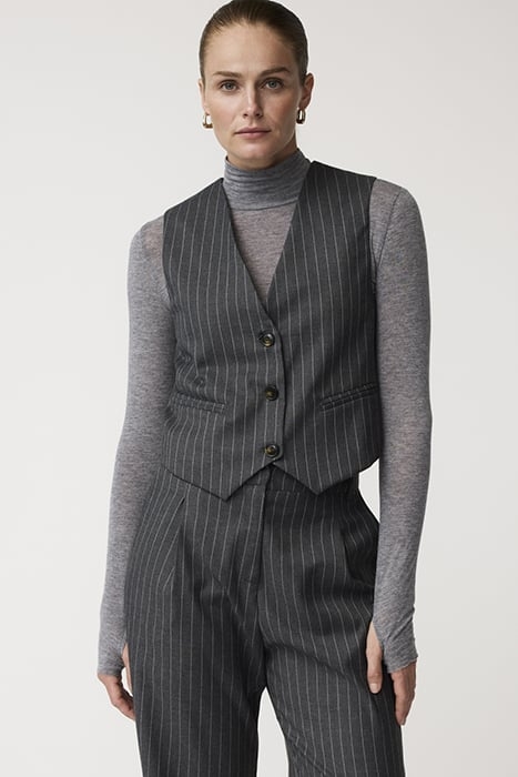 CARA PINSTRIPE PANTS GREY MELANGE 5