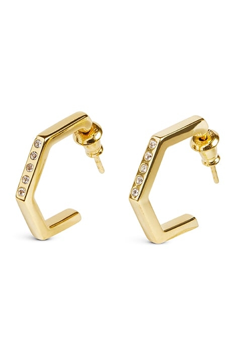 JW CRYSTAL HEXAGON HOOPS GOLD 1