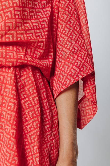 MENCIA SMALL GEO TWO LAYER MINI DRESS BRIGHT ORANGE 6