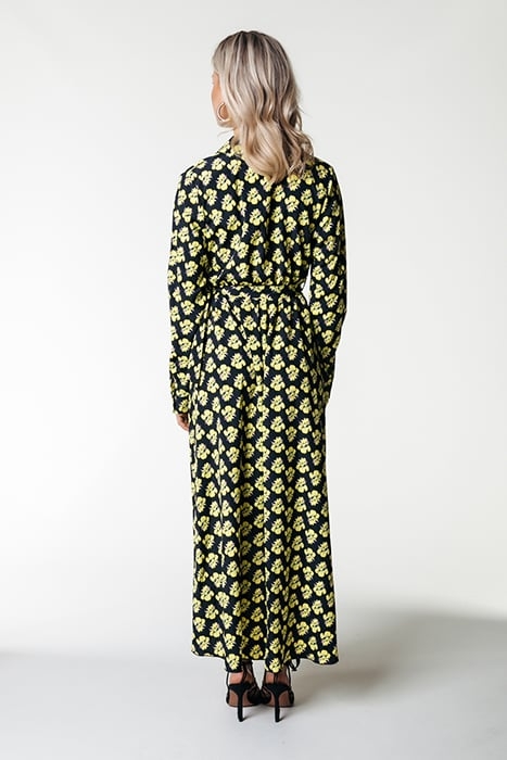 VIVIAN SMALL FLOWER MAXI DRESS LS BRIGHT YELLOW 2