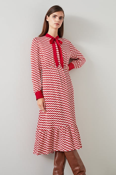 DR BRIDGET TIE NECK DRESS CHERRY 1